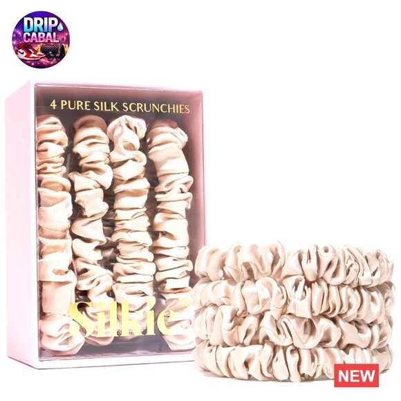 Skinny Silk Scrunchies Set Elegant Minimal Chic Hair Ties No Damage